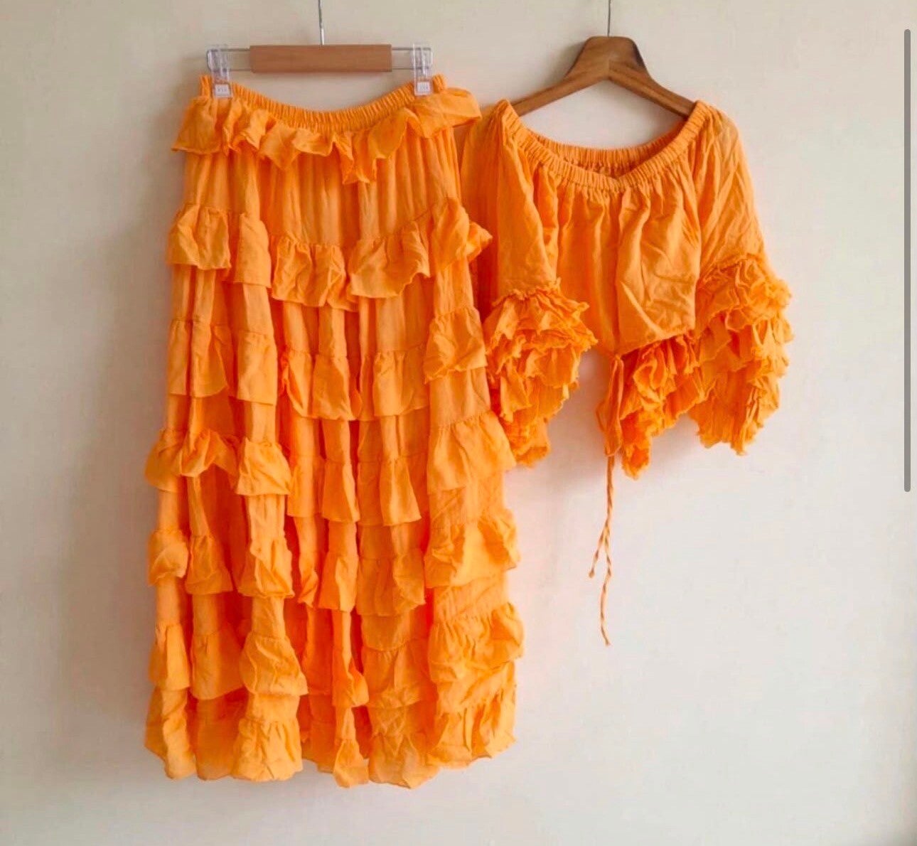 Maxi ruffle set orange