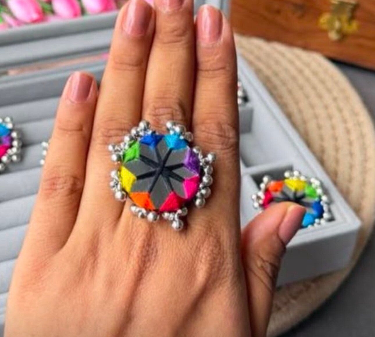 Rainbow bloom ring