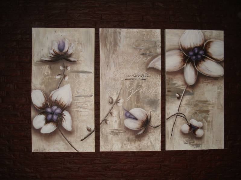 canvas drieluik bloemen abstract