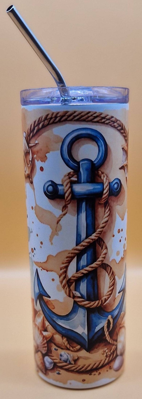600ml Tumbler, weiß - nachtleuchtend blau
