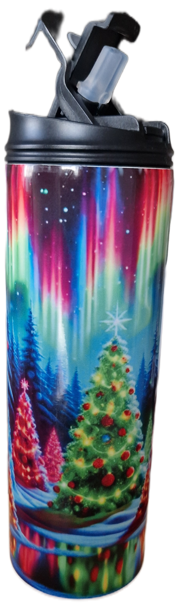 Thermobecher Weihnachtslandschaft mit doppeltem Trinkverschluss