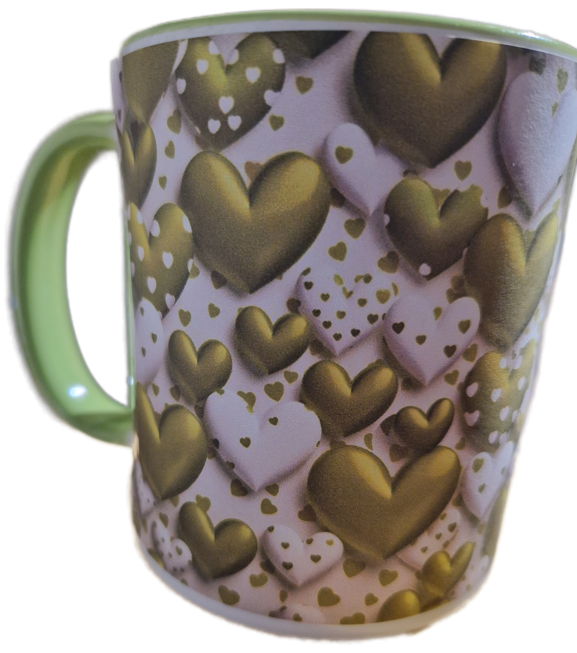 Tasse grün-weiße Herzen Valentinstag