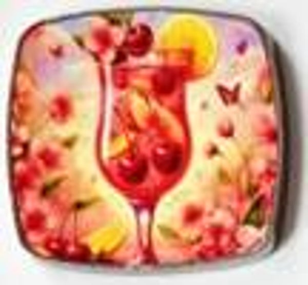 Magnet Coctailglas mit Kirschen