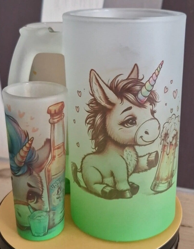 3er Set Gläser Bierkrug, Longdrinkglas & Schnapsglas, personalisierbar