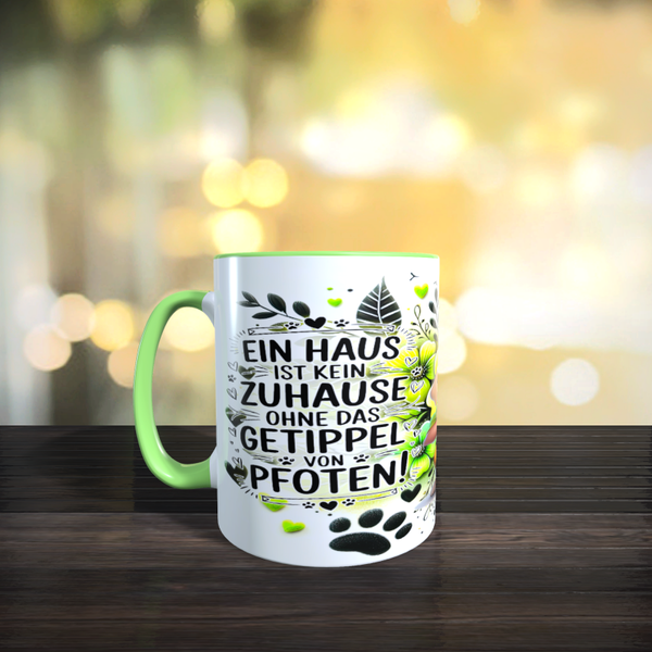 Tasse mit Spruch: kein Zuhause ohne Hundegetippel