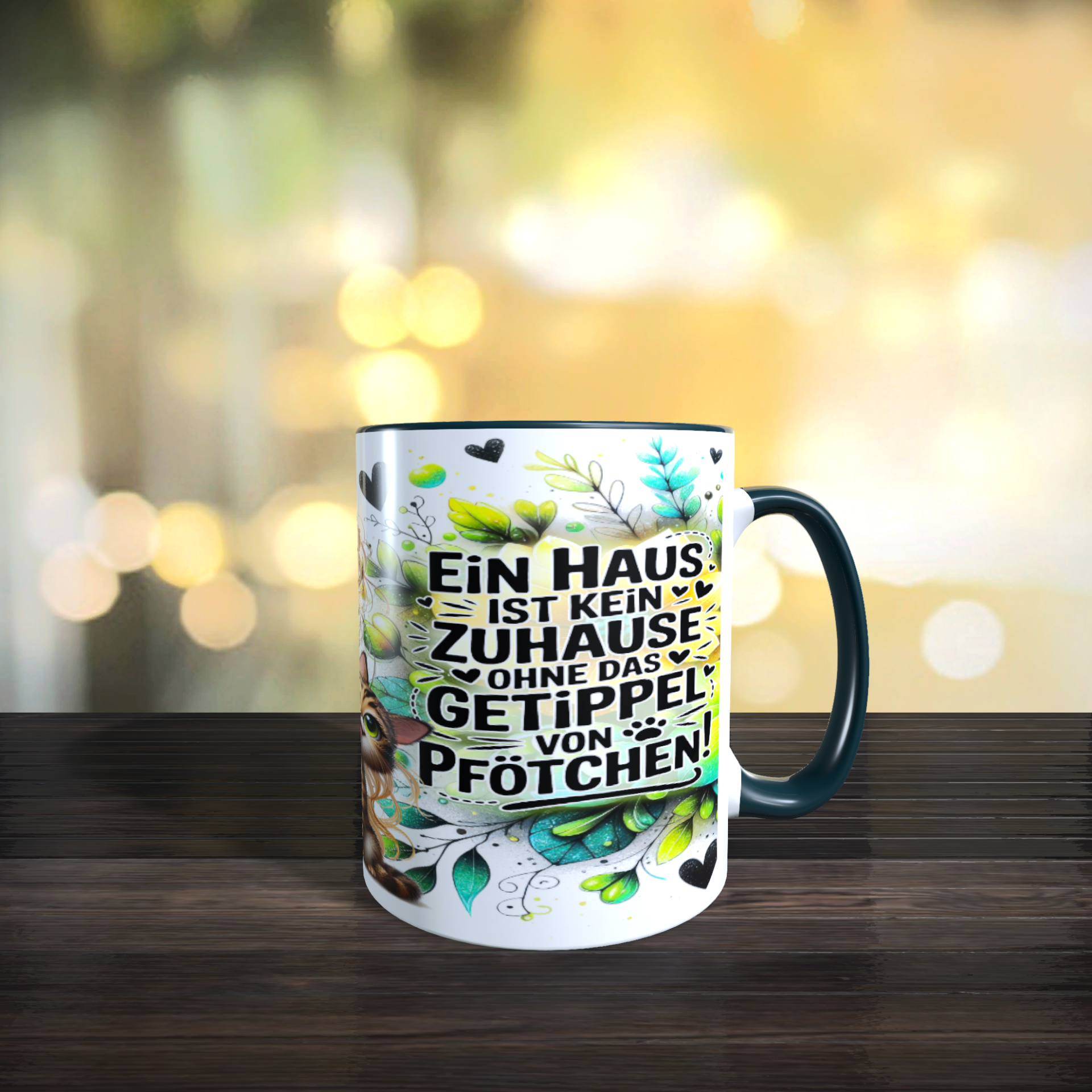 Tasse mit Spruch: kein Zuhause ohne Katzengetippel