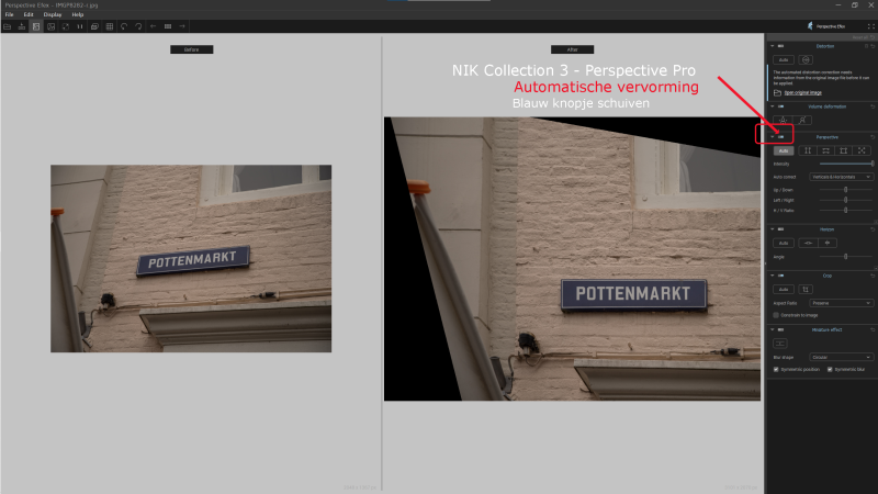 auto distortion voorbeeld