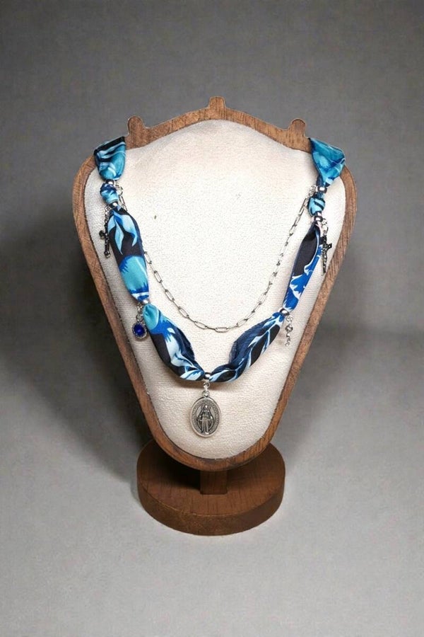 Parure Collier chrétien tissus + bracelet