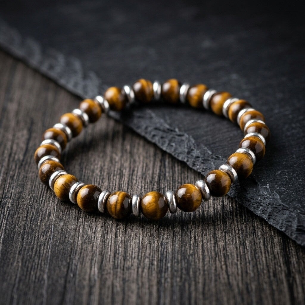 Yellow Tiger Eye & Silver Bracelet
