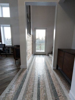 Entrance with mosaic tiles