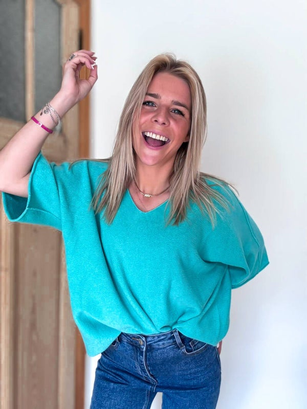 Vlinderpull poncho - Appelblauwzg