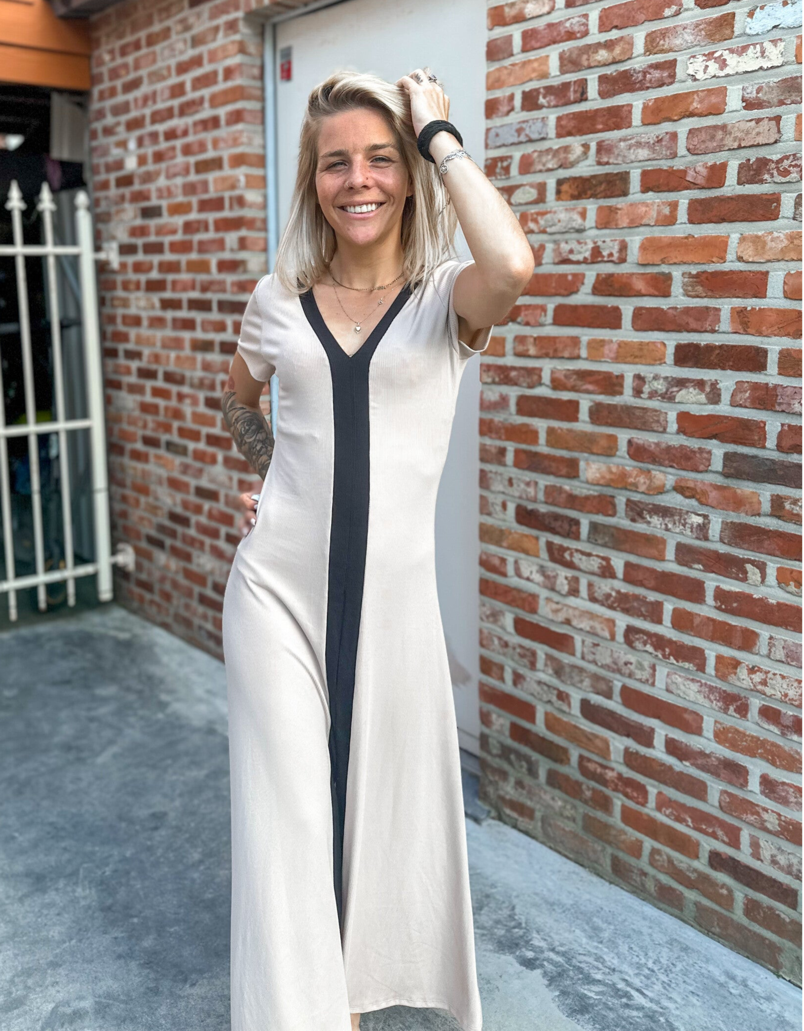 Maxidress - stripe beige