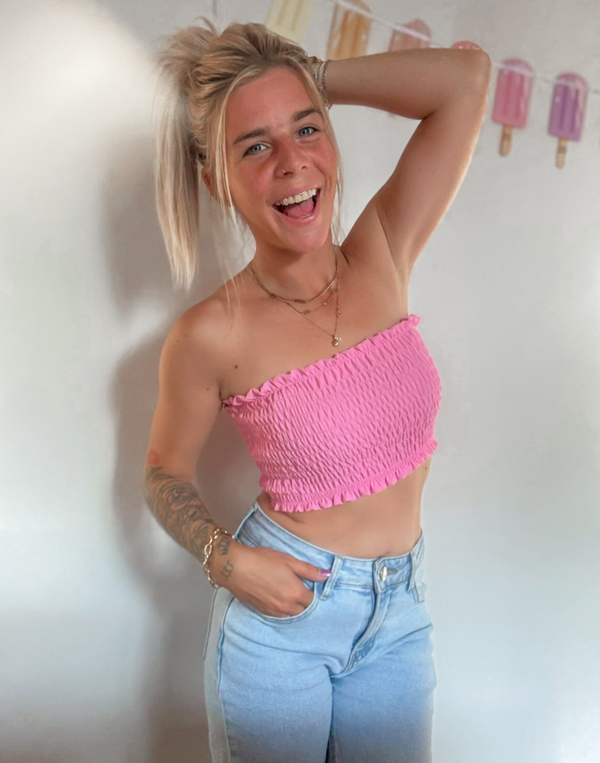 HOT SCRUNCH bandeau - roze