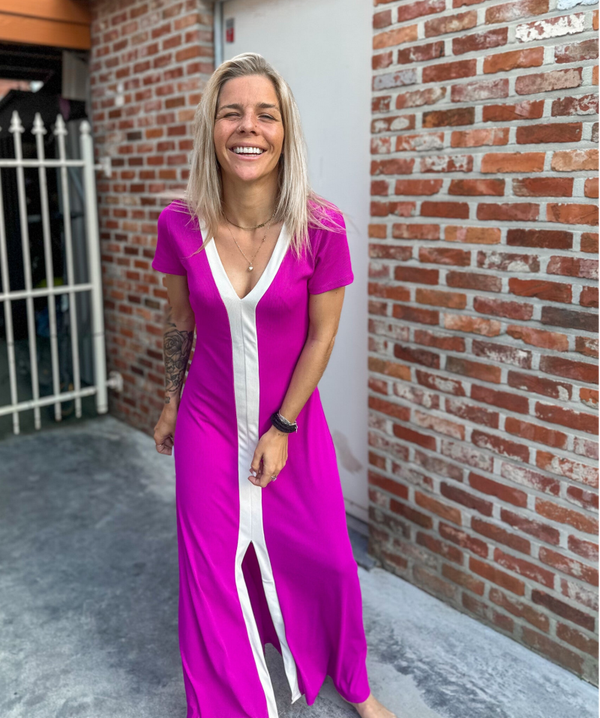 Maxidress - stripe magenta