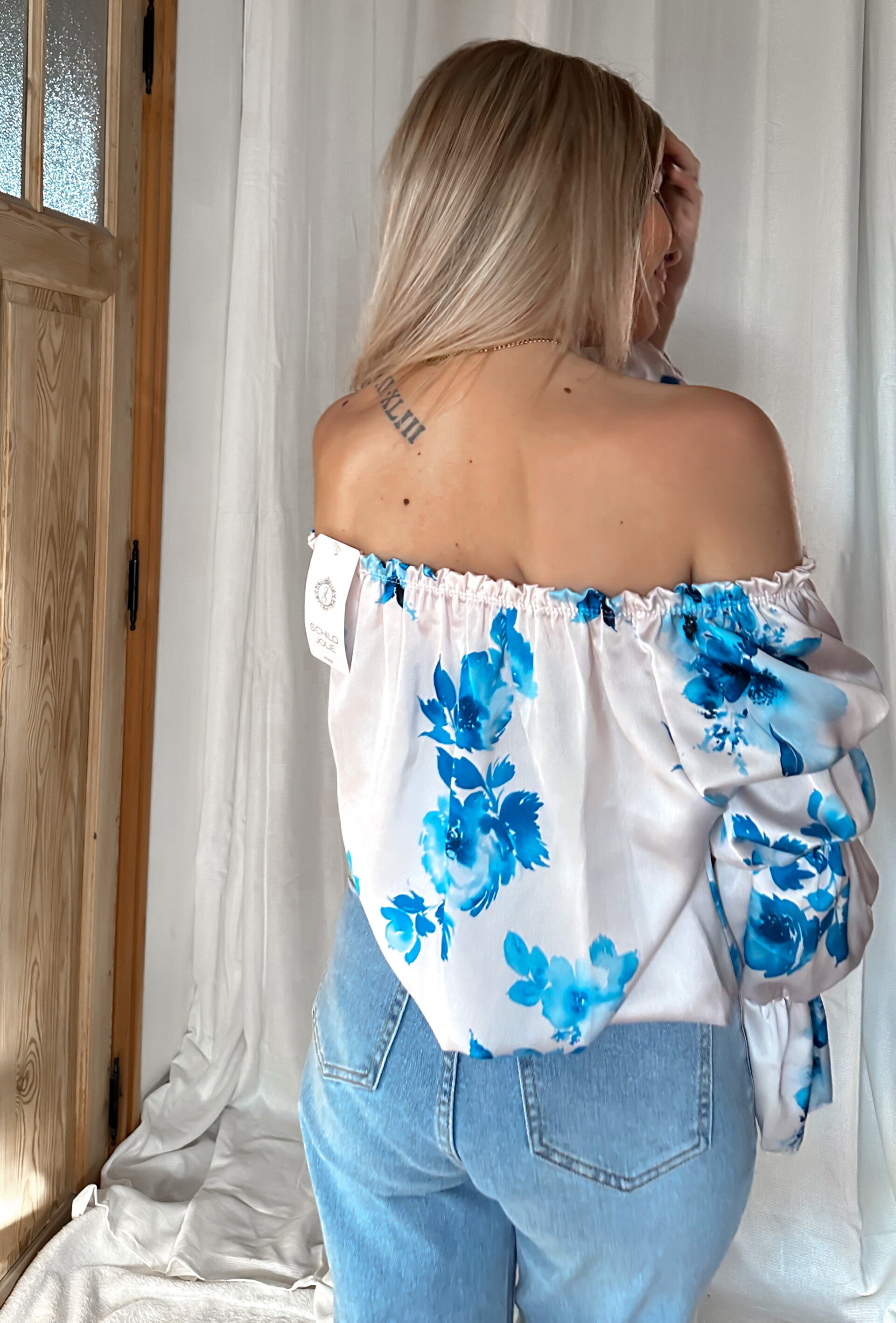 Blouse bloemen - rekkerhals