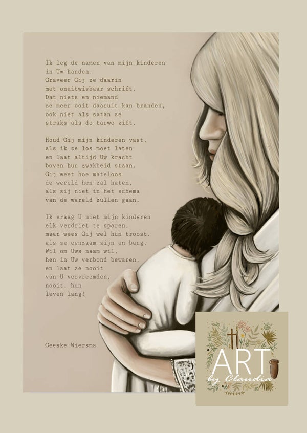 A4 Poster 'Gebed voor mijn kinderen (Zandkleurig)'