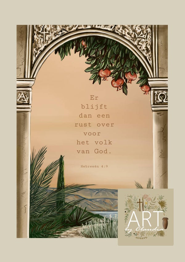 A5 Poster 'Er blijft dan een rust over voor het volk van God'
