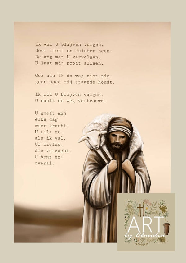 A5 Poster 'Ik wil U blijven volgen'