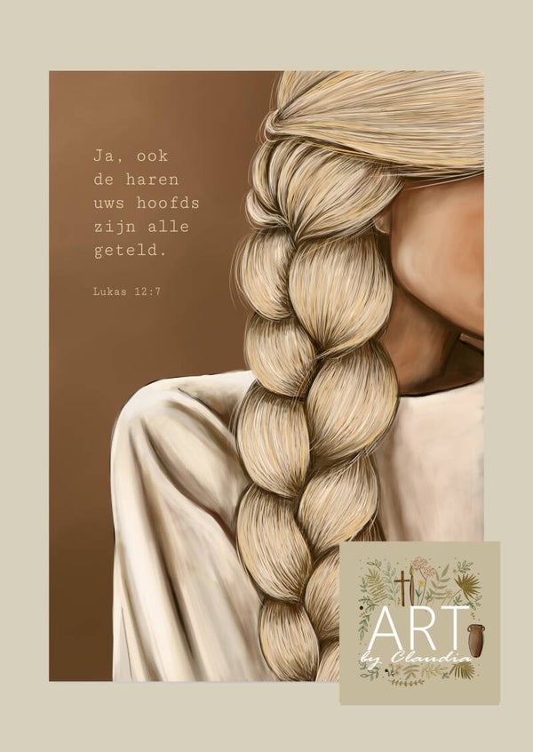 A5 Poster 'Ja, ook de haren uws hoofds zijn alle geteld'