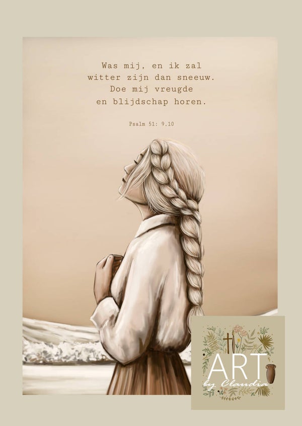 A4 Poster 'Was mij, en ik zal witter zijn dan sneeuw'