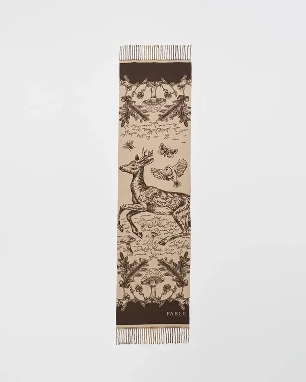 Woodland Tales Taupe Jacquard Sjaal
