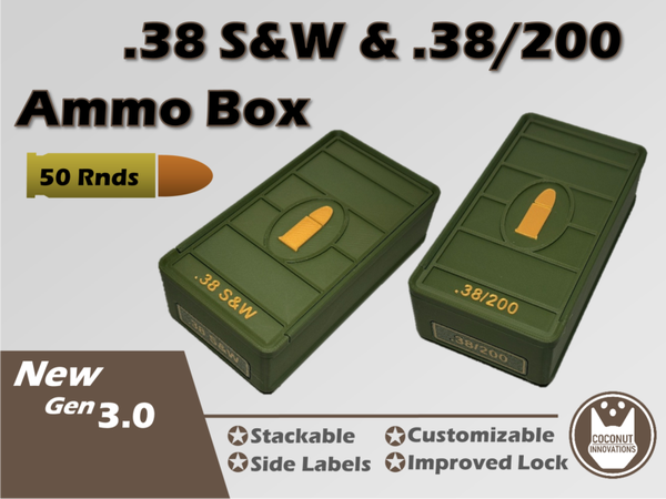 Munitieopbergdoos voor .38 S&W en .38/200, 50 patronen