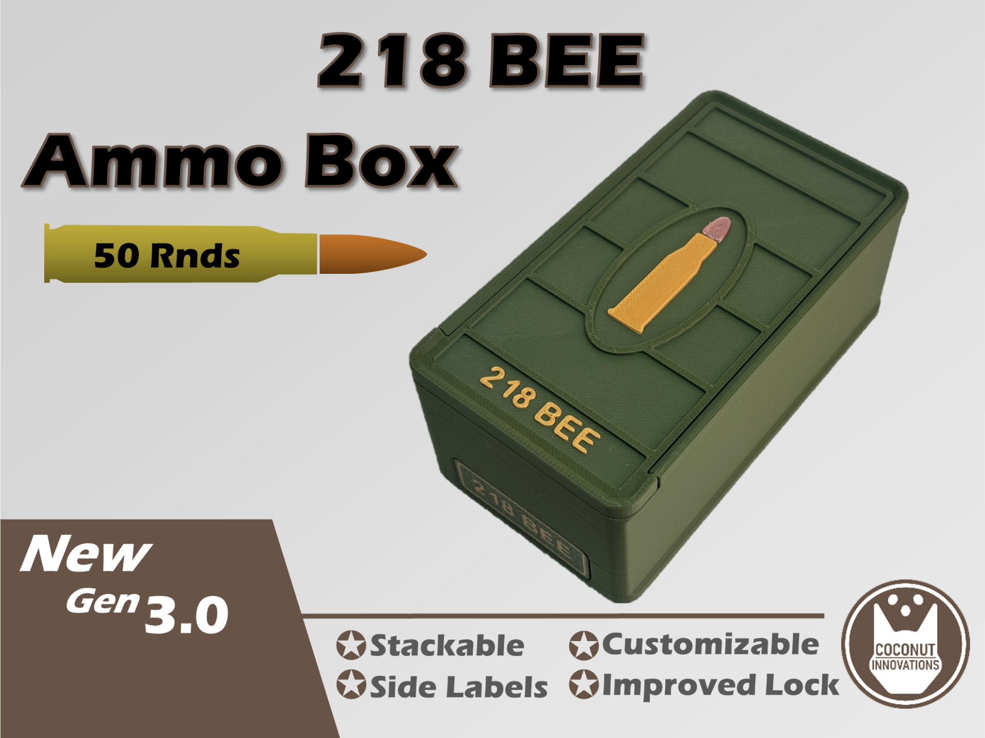 Munitie bewaardoos voor 218 BEE 50 Patronen