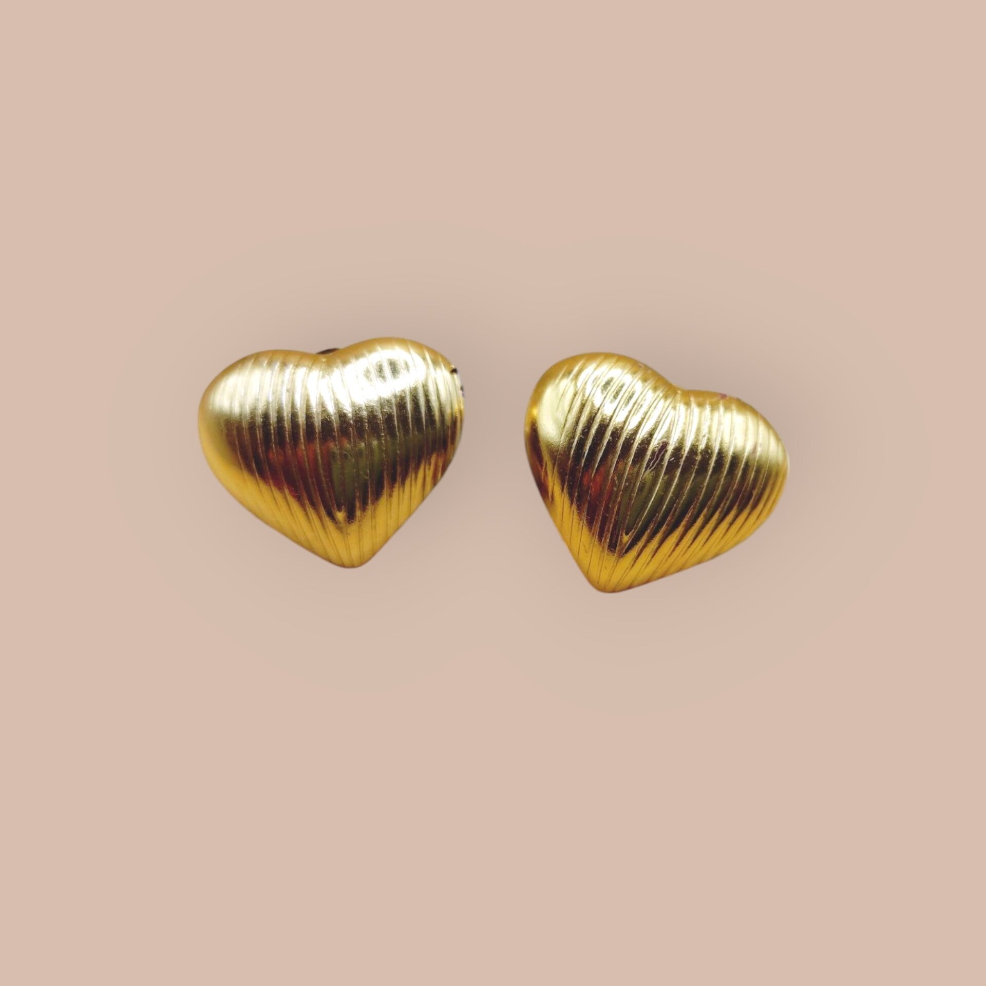Golden Striped Hearts Oorbellen
