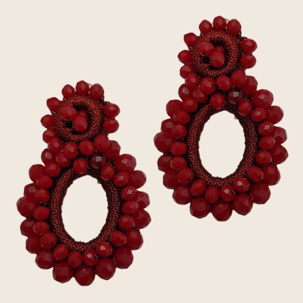 Amber Bloom Oorbellen Bordeaux