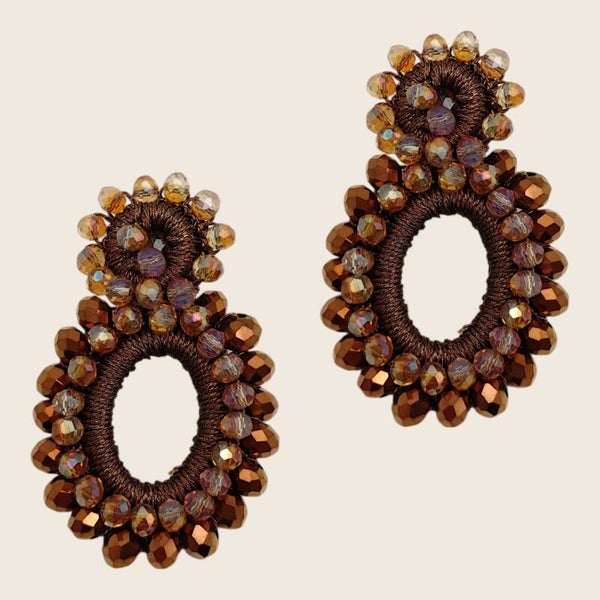 Amber Bloom Oorbellen Bruin