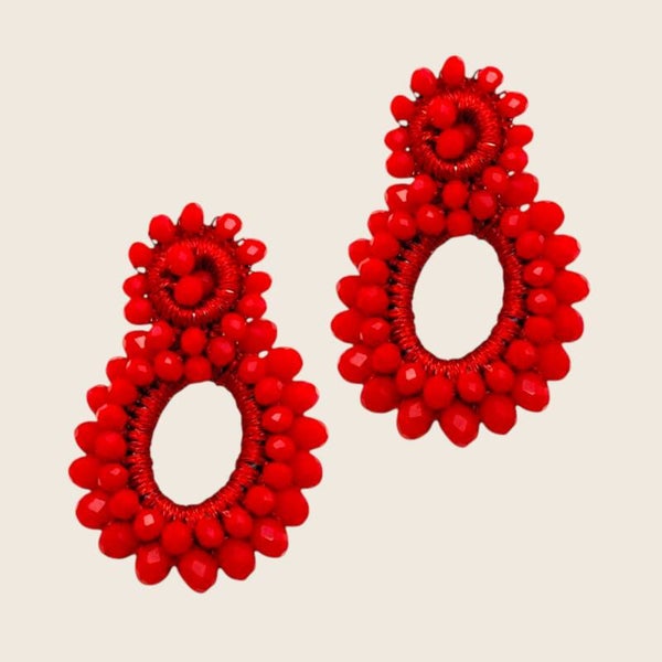 Amber Bloom Oorbellen Rood