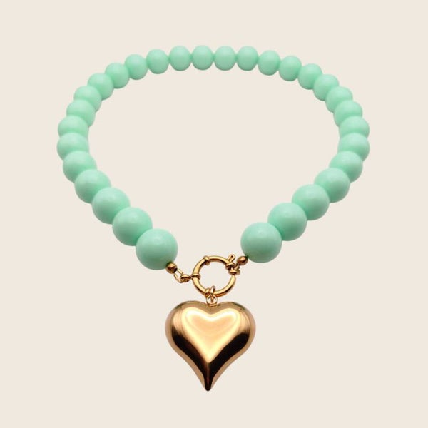Bubble Ketting Mint Hart