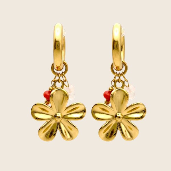 Flora Charm Hoops