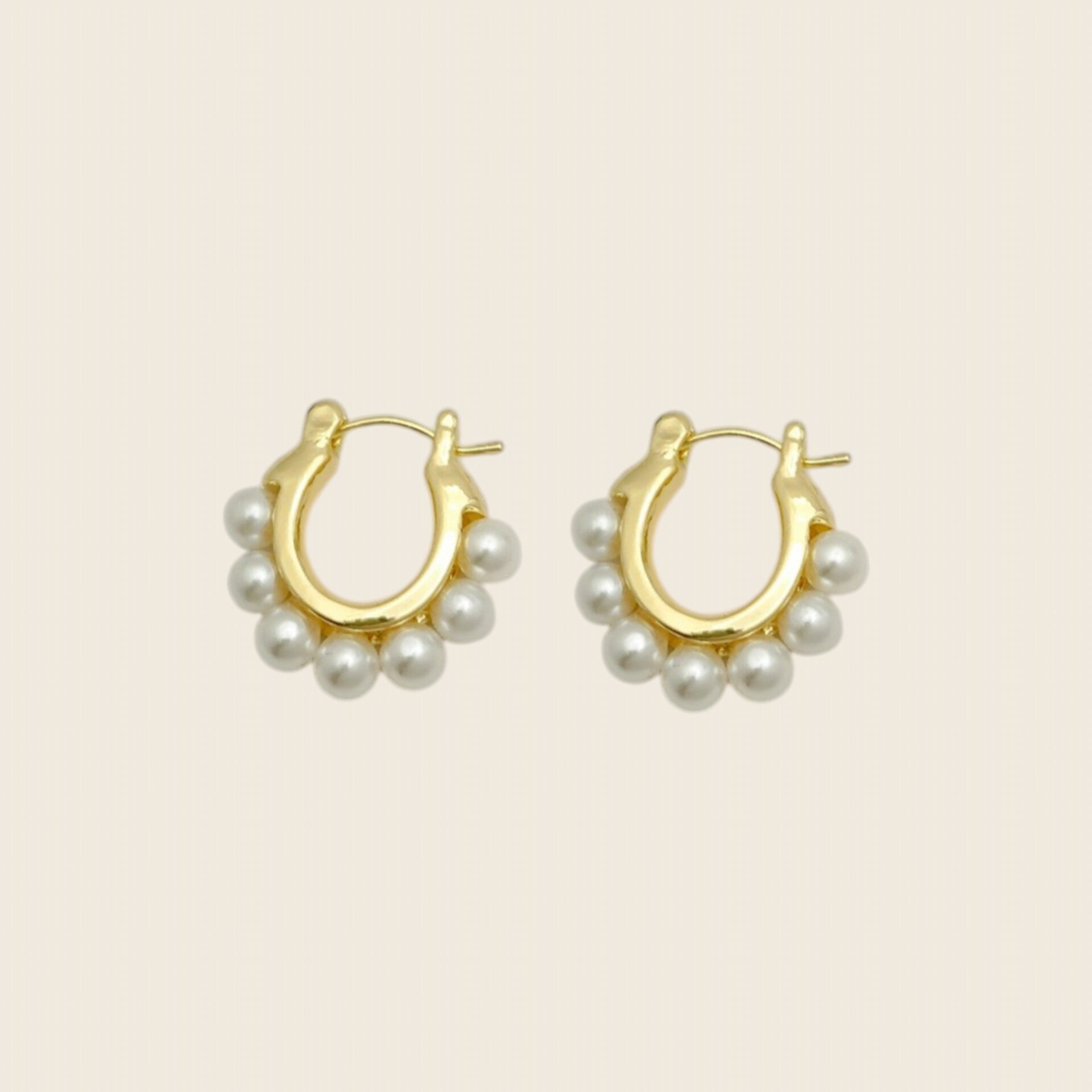 Golden Pearl Hoops