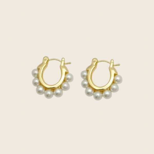 Golden Pearl Hoops
