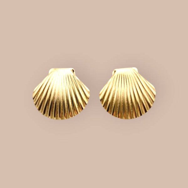 Golden Seashell Studs