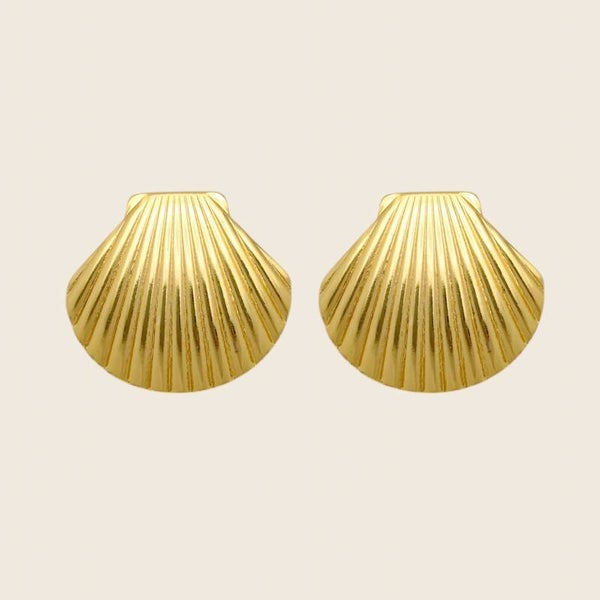 Golden Seashell Studs