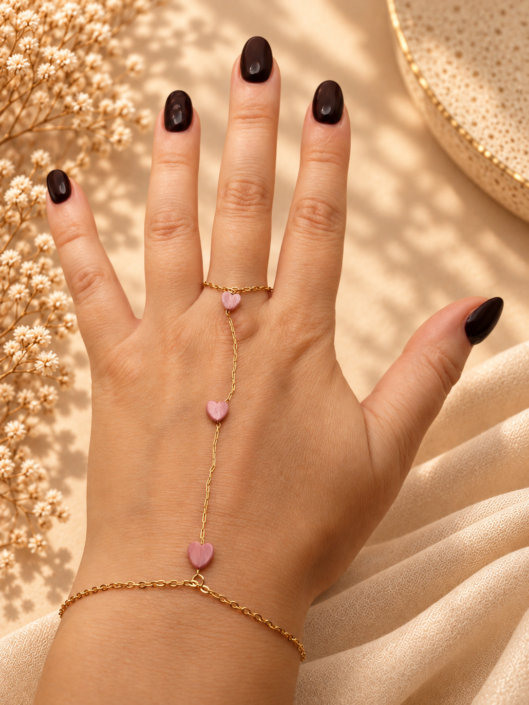 Hand Chain Blush Hearts