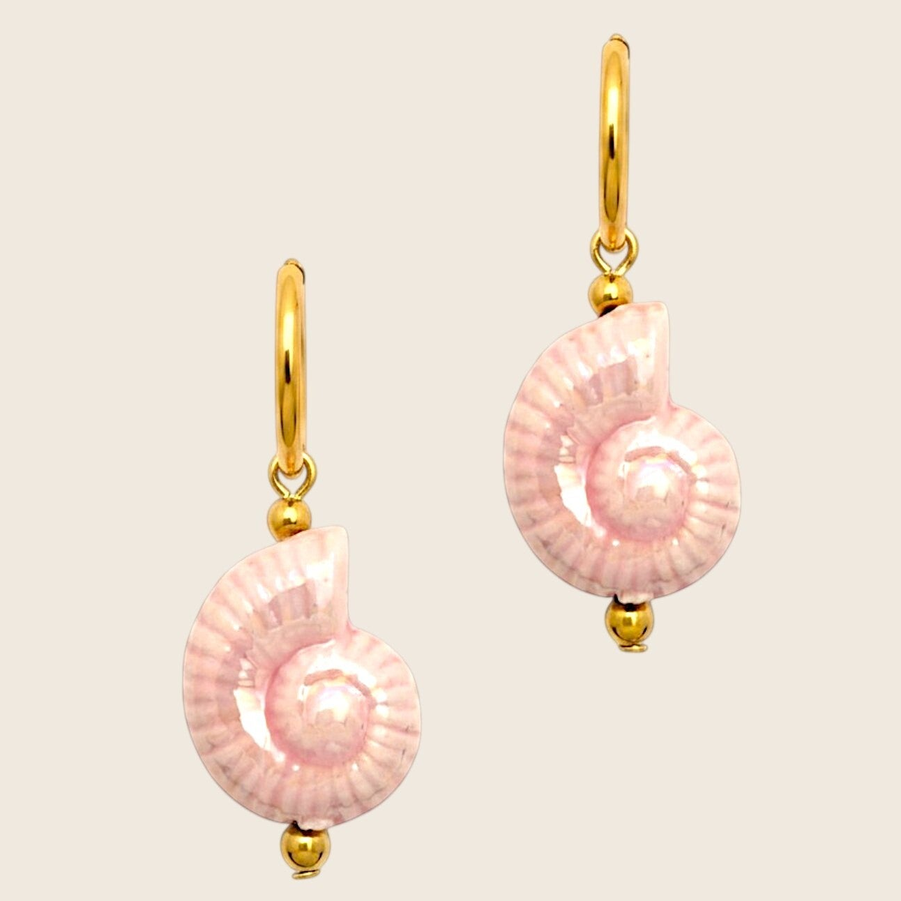 Pink Shell Hoops