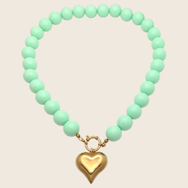Bubble Ketting Mint Hart