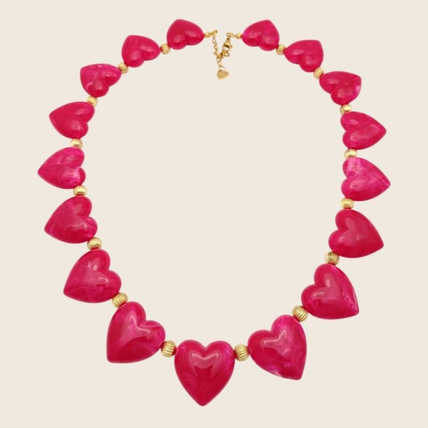 Ketting Fuchsia Hartjes