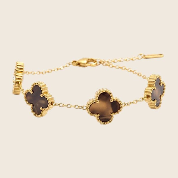 Klaver Armband Bruin
