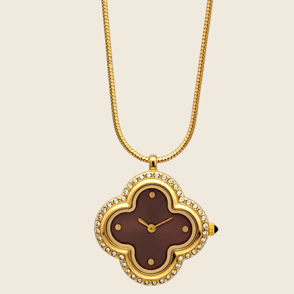 Klaver Clock Ketting