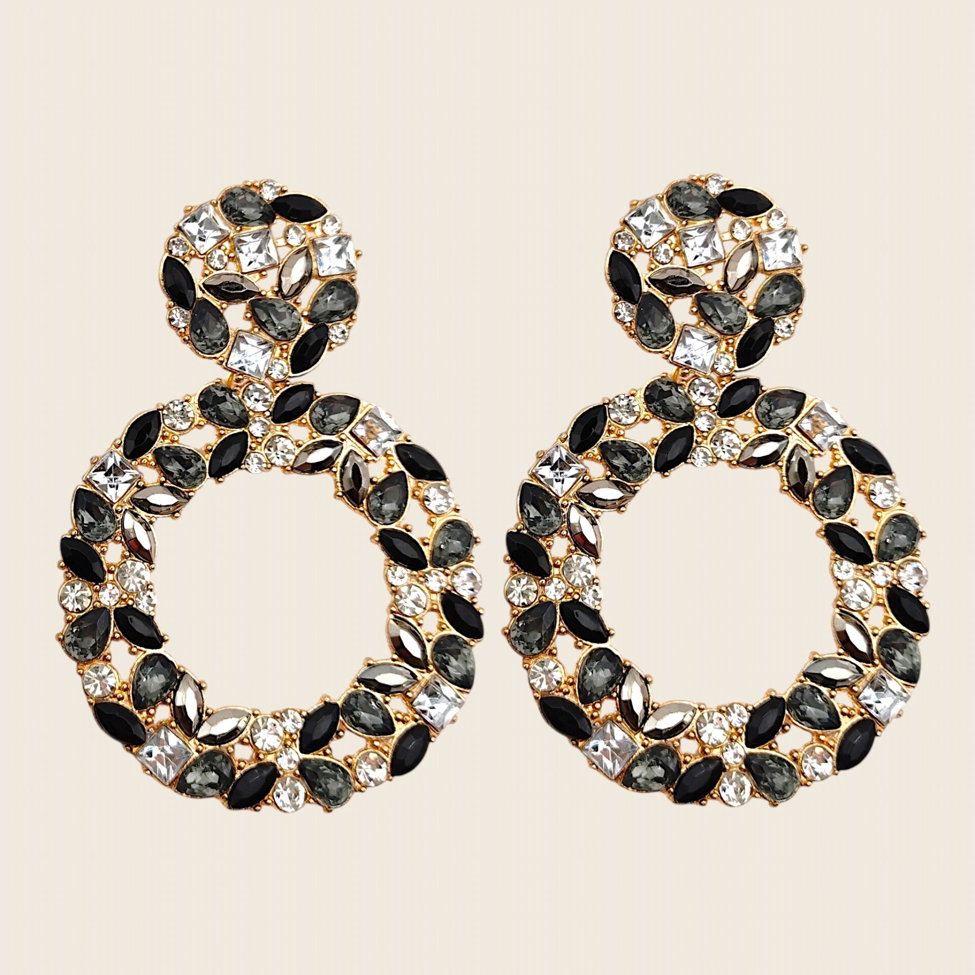Oorbellen Circle Black and White Blush