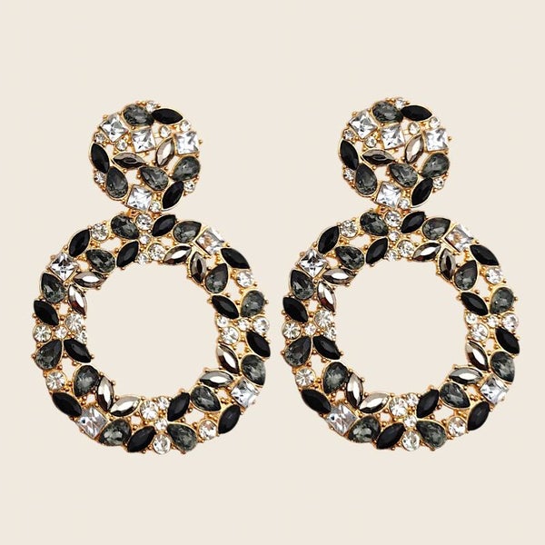 Oorbellen Circle Black and White Blush