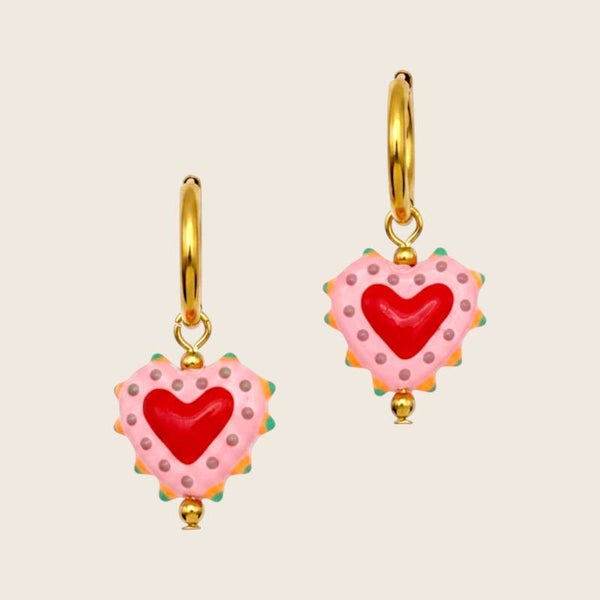 Oorbellen Heart Dots Pink