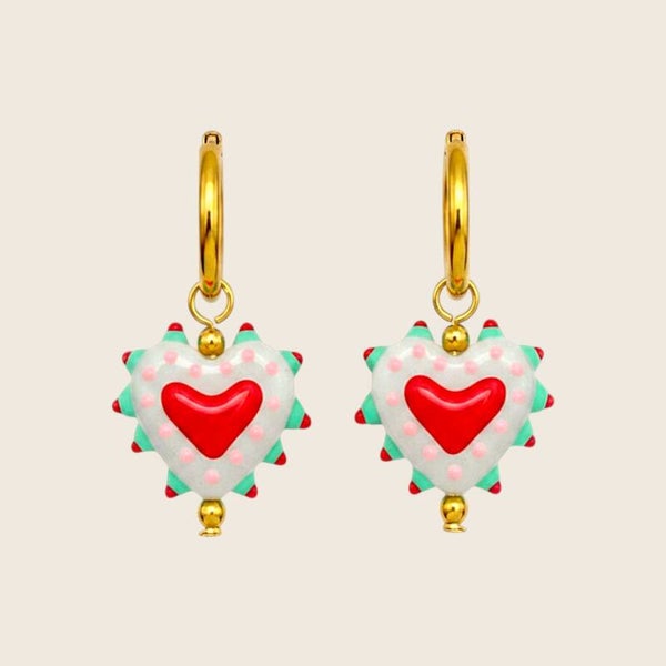 Oorbellen Heart Dots Mint
