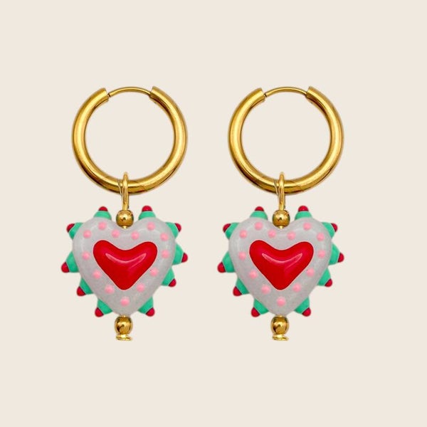 Oorbellen Heart Dots Mint
