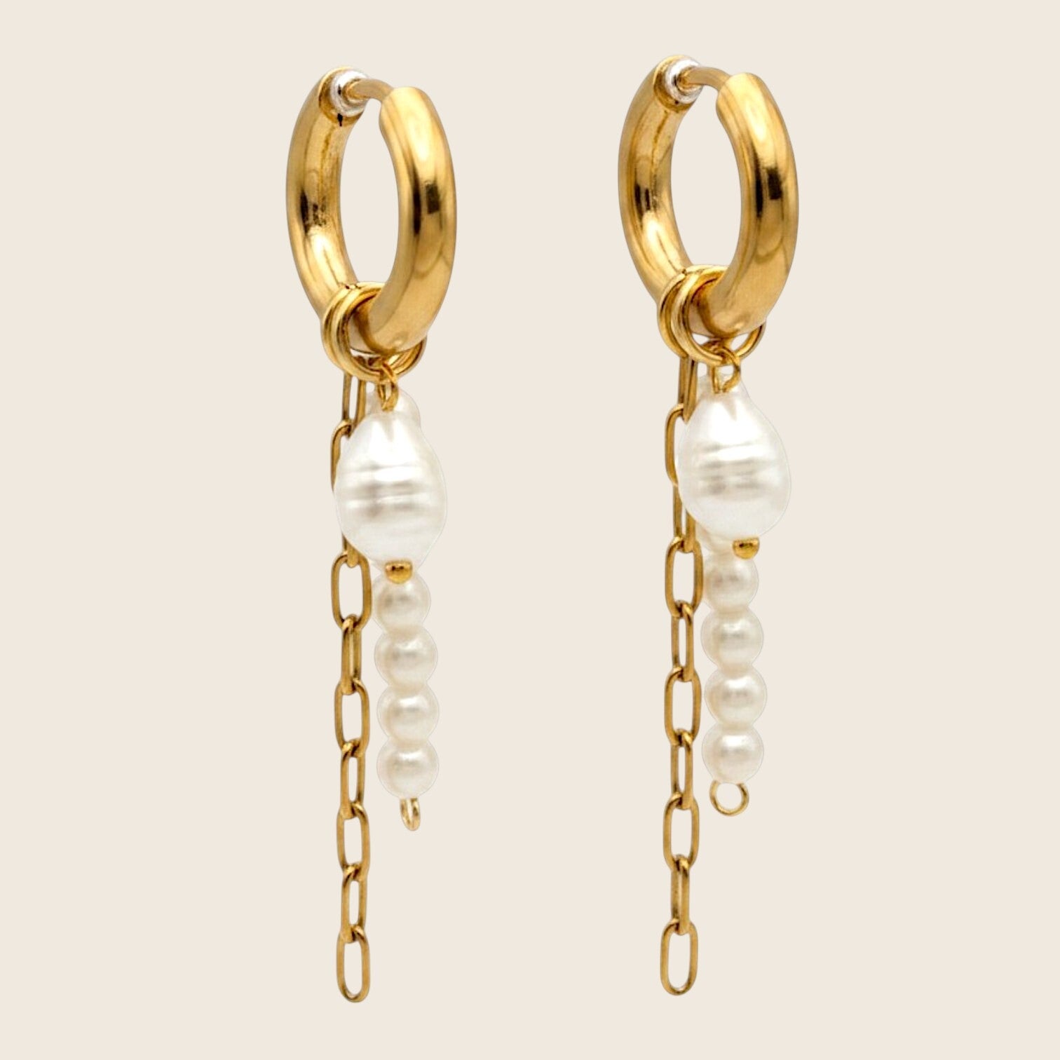 Pearl Chain Hoops