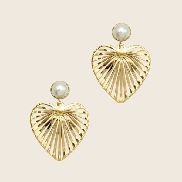 Pearl Leaf Hearts Oorbellen
